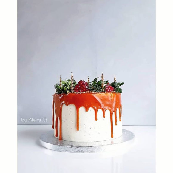 Lingonberry Caramel Cake